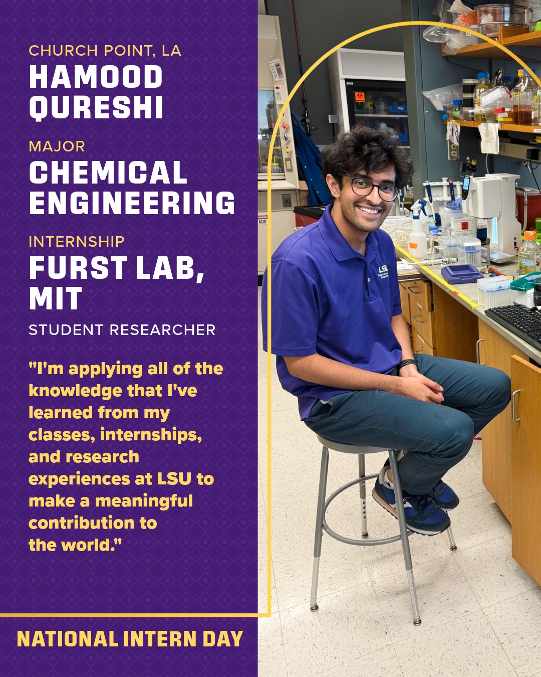 Intern Day photo and quote by Hamood Qureshi; text version follows at bottom of page.