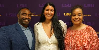 Photo of Roland Mitchell, Jordan Matthews, and Renee Boutte Myer.