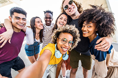 A group of students having fun together.