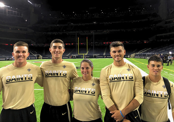 Kinesiology students at their internship with the New Orleans Saints
