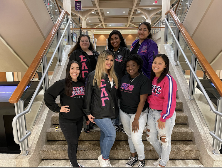 sigma lambda gamma pose on stairs in union