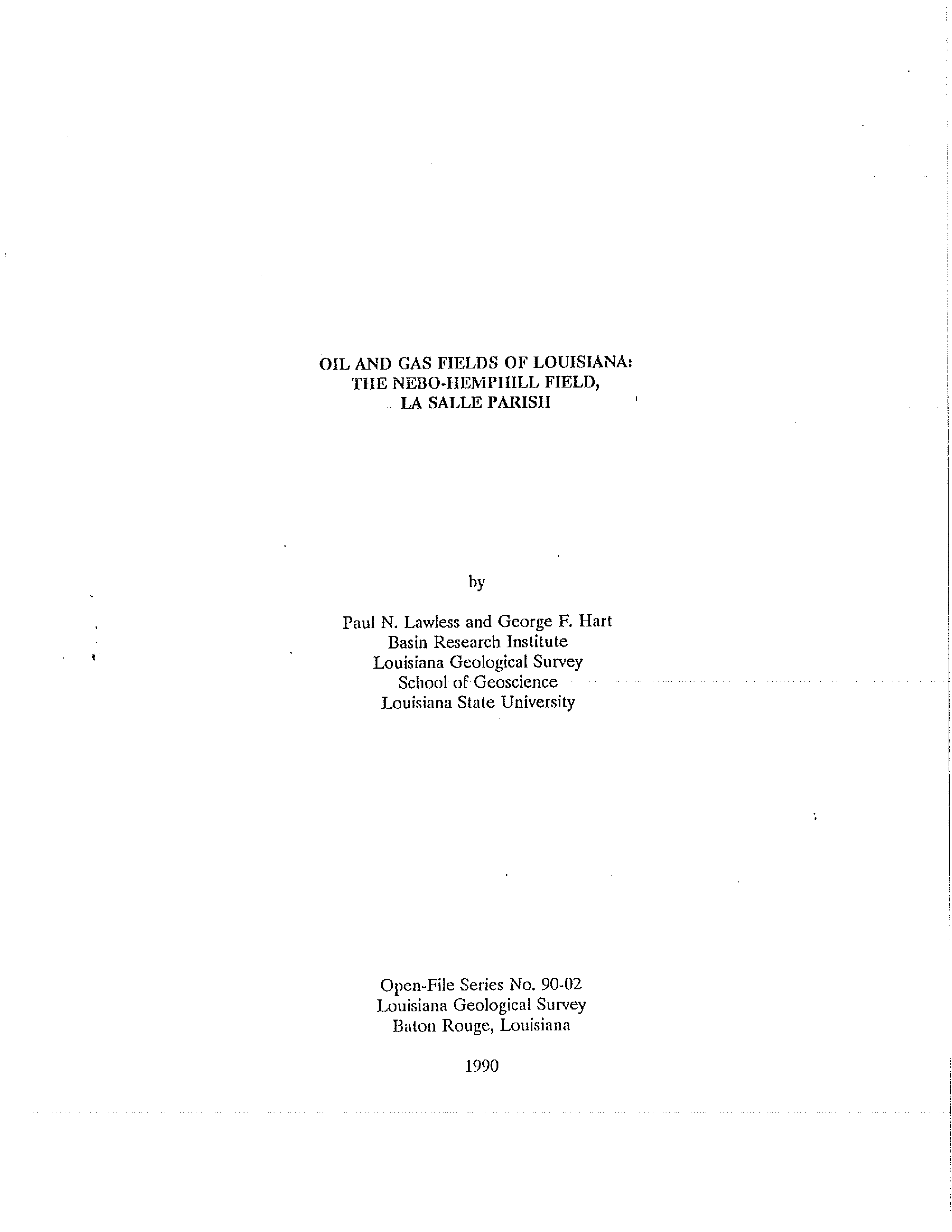 Oil and Gas Fields of Louisiana: The Nebo-Hemphill Field, LaSalle Parish, Louisiana