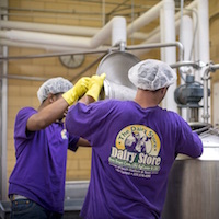 Students work at dairy store on campus.